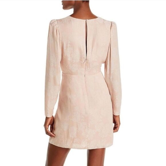 BCBGMAXAZRIA Blush Pink Floral Print Long Sleeve Faux Wrap Dress Size 2 - Picture 2 of 11